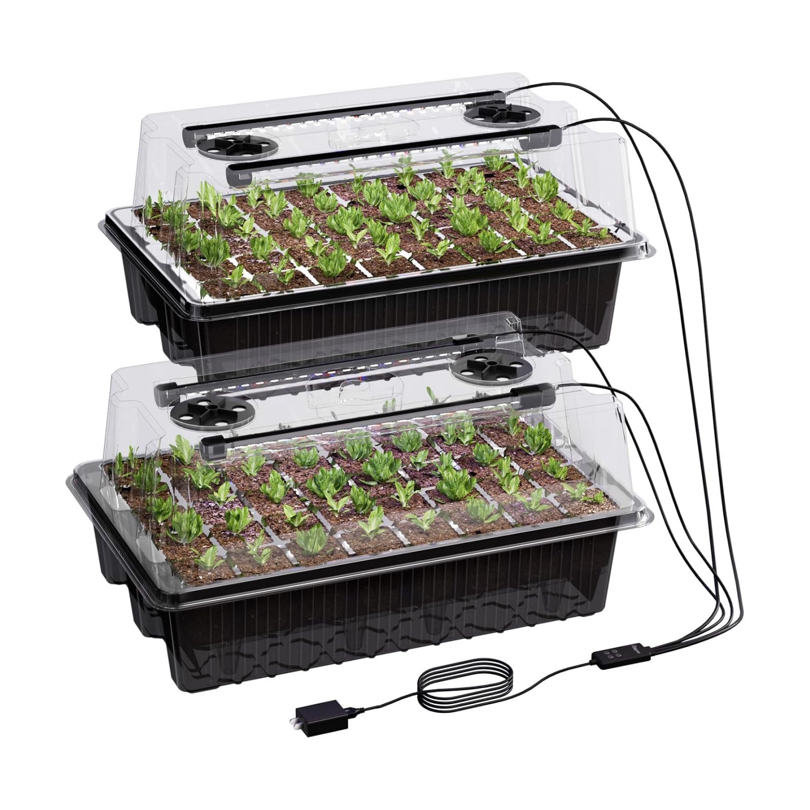 Patigrow 80-Cell Self-Watering Seed Starter Tray with Grow Light, Seed Starter Kit with 4.07” Humidity Dome, Indoor
