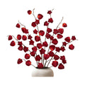 Oairse Artificial Chinese Lantern Flowers Stems - 6 Pcs Artificial Physalis Stems Faux Plants 29.5" Bendable Dark Red Fake Fall Berry Branches for Vase Bouquets Wedding Home Office Halloween Decor