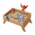 iBorn Ground Bird Feeder, Bird & Squirrel Platform Feeder for Outdoors, WPC Recycled Plastic, 3LB Large Capacity, Raw