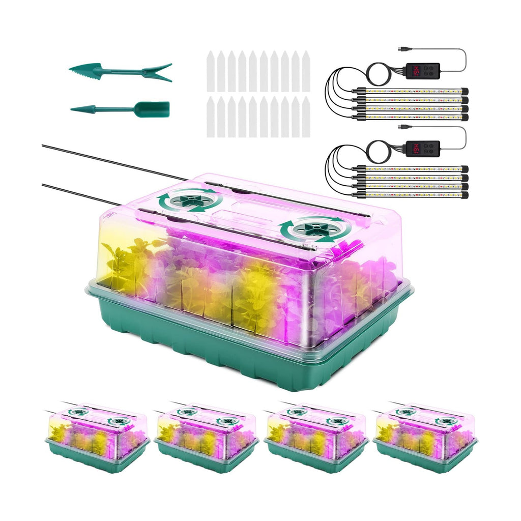 192 Cell Seed Starter Tray with Grow Light, Seed Starter Kit with Adjustable Humidity Dome, Seed Starting Trays Plant