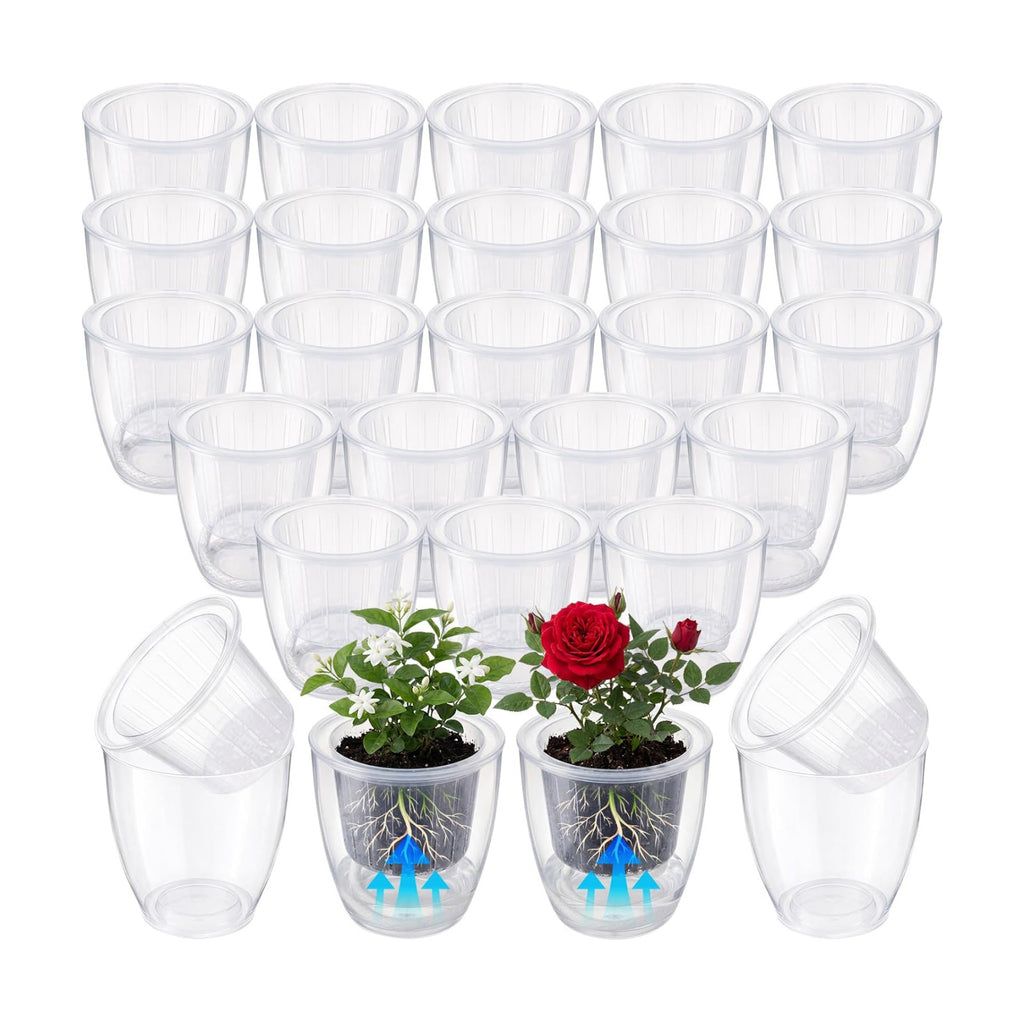 36 Pcs Self Watering Pots, 3.5 Inch Plastic Plant Pot with Inner Pot Self Watering Wick Planter Pots for Indoor House