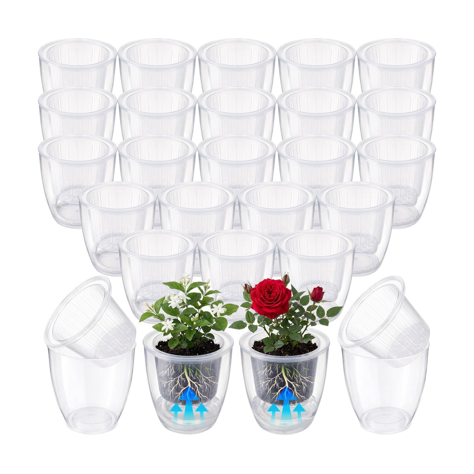 36 Pcs Self Watering Pots, 3.5 Inch Plastic Plant Pot with Inner Pot Self Watering Wick Planter Pots for Indoor House