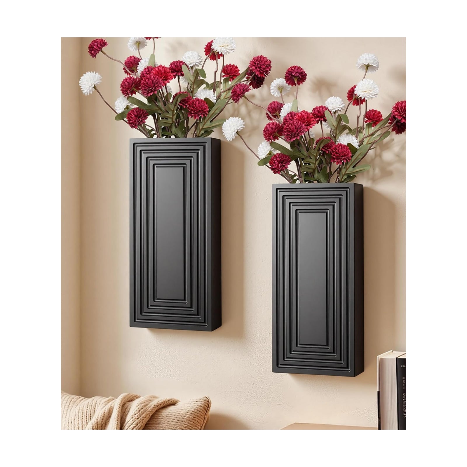Wooden Wall Planter Vase,2 Pack Hanging Planter for Indoor Fake Plants Modern Boho Farmhouse Wall Art Decor for Home
