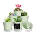 Self Watering Pots for Plants, 2026 New Flower Plant Pots with Drainage Holes, Wicking and Clear Reservoirs for Succulent, Aloe, Cacti and Others - 6 Pack (Green, 5")