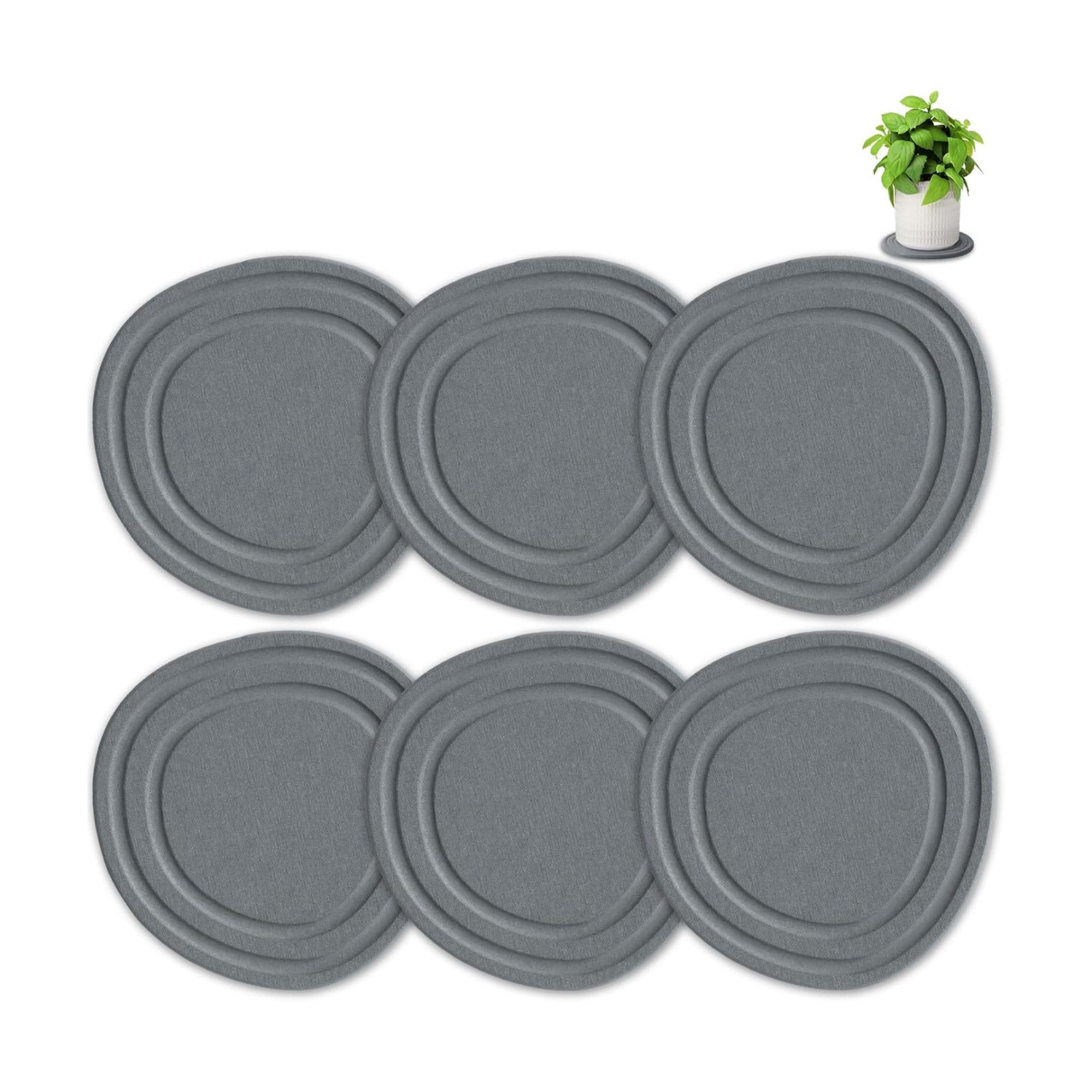 Plant Saucers for Indoors, 6 Pack 6" Quick Dry Diatomite Plant Drip Water Catcher Trays for Pots, Diatomaceous Earth