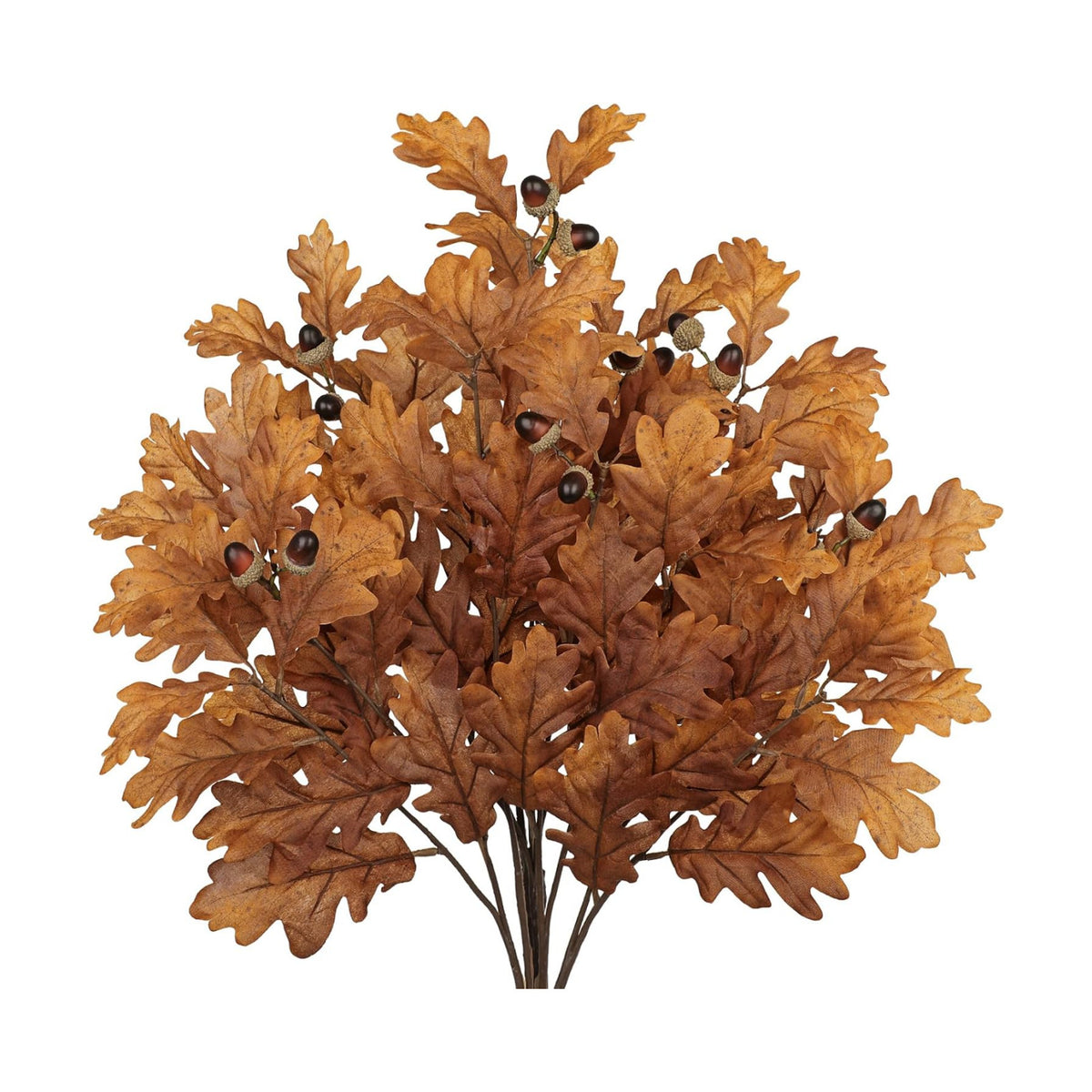 21.6" Faux Oak Leaf Branches with Acorns, 2Pcs Fall Stems for Vase, Brown