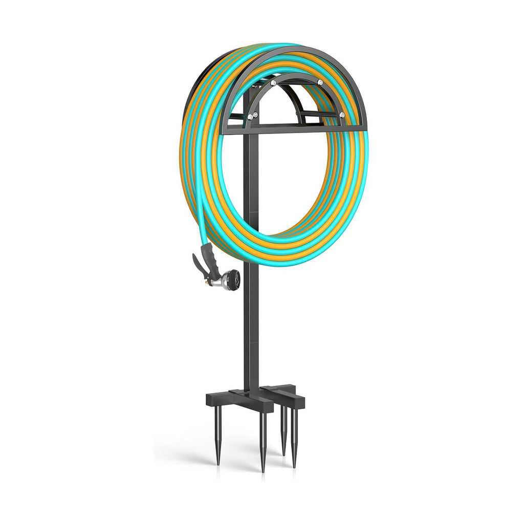 OLV Garden Hose Holder, Heavy Duty Freestanding Outdoor Water Hose Holder Stand Holds 150-ft Hoses, Detachable Metal