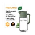 Fiskars 17oz Glass Watering Can for Indoor Plants, Easy Fill Top, Clear