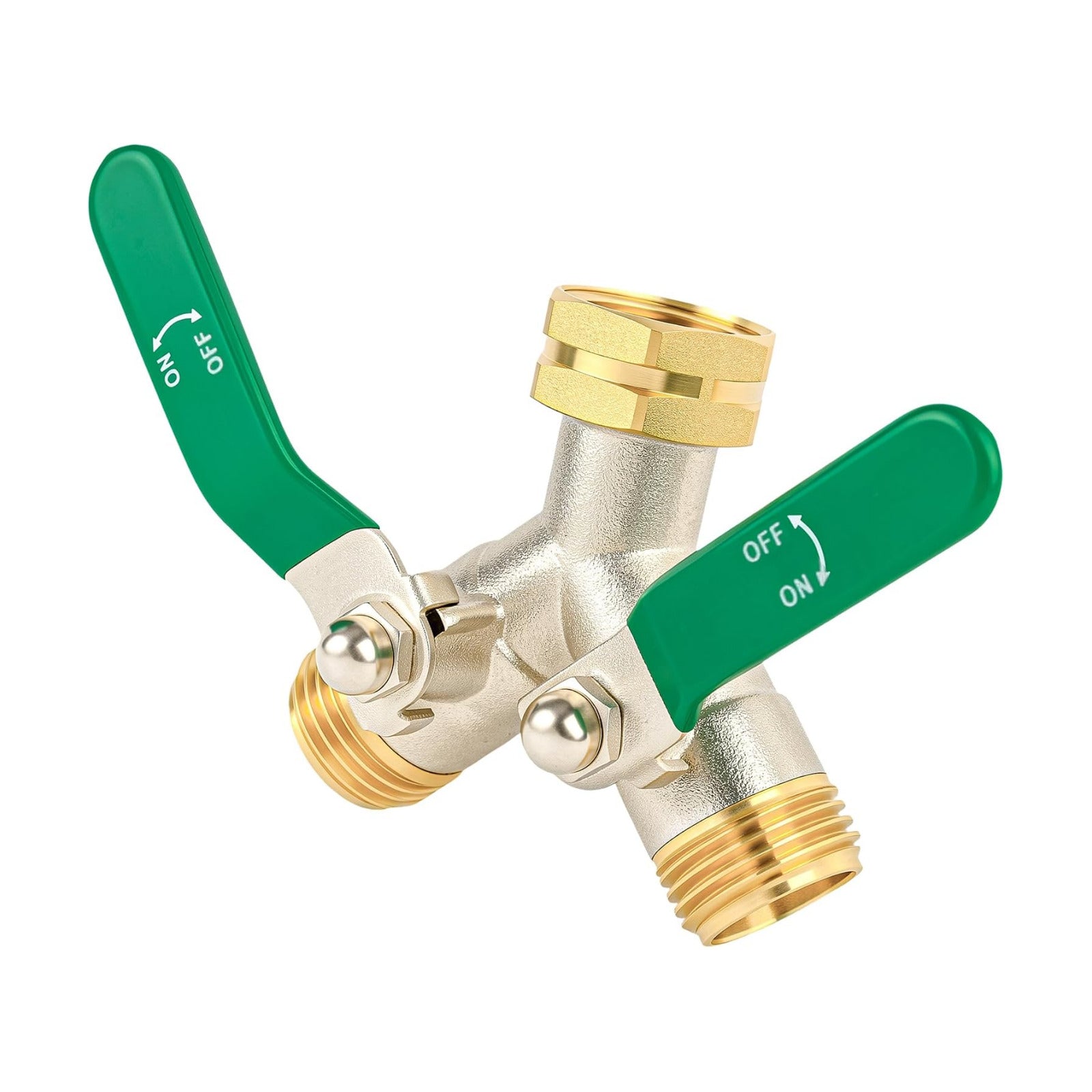 Love Is War 2 Way Y Garden Hose Splitter, 3/4" GHT Thread Brass Hose Connector, High Flow Outdoor Faucet Splitter for