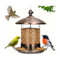 Gbekery Metal Bird Feeders for Outdoors Hanging, Weather Resistant Wild Bird Feeder with 360 Degree Feeding Tray, Copper