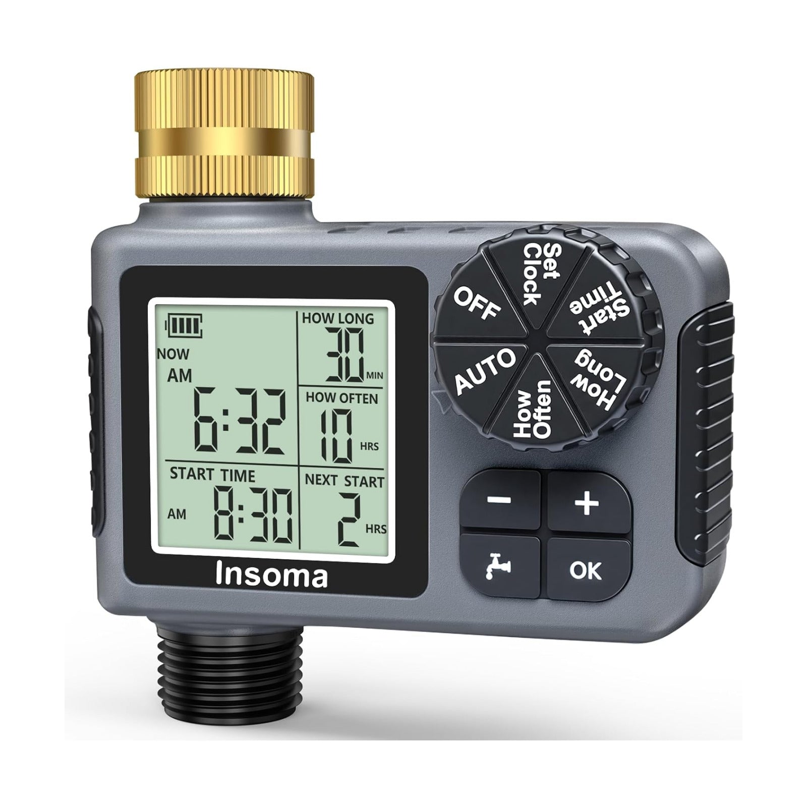Sprinkler Timer with Brass Inlet, Water Timer for Garden Hose with Auto/Manual/Rain Delay Mode, Easy Setup Hose Timers