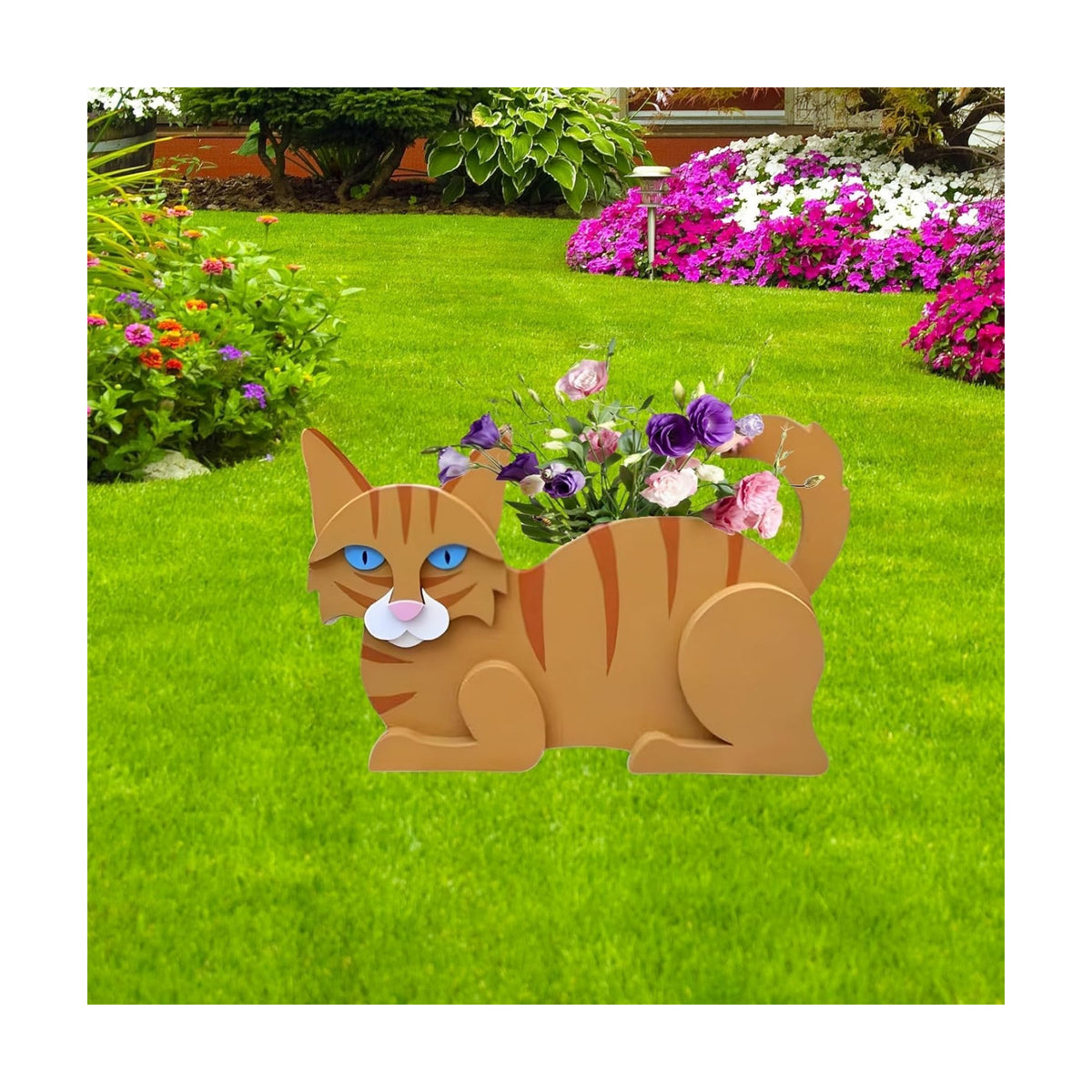 Orange Cat Planter Pots, Animal Shaped Flower Pot | Cute Plant Gift for Women and Pet Lovers, Indoor Outdoor Garden