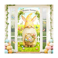 Easter Door Cover Banner with Gnome Design, Spring Front Door Decoration for Porch & Home, 35.4×70.8in with Rope