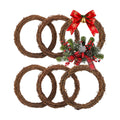 6 Pcs 12 Inch Natural Grapevine Wreath, Natural Rattan Wreath,Hand-Woven 12 Inch Vine Branch Wreaths, Perfect for DIY Crafts, Christmas Decorations, and Wedding Supplies