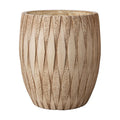 12" H x 9" Dia Weathered Concrete Planter, Large Indoor Outdoor Decorative Flower Pot with Drainage Hole, Modern Round