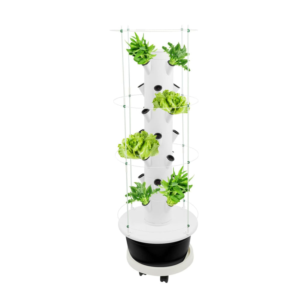 28 Pods Hydroponics Growing System kit, 7-Layer Movable Vertical Hydroponic Tower with Pump Timer Climbing Support