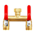 EBH Garden Hose Splitter, 2-Way Full Flow Brass Heavy Duty Outdoor Hose Manifold with Extra Long Handles Shutoff Valves