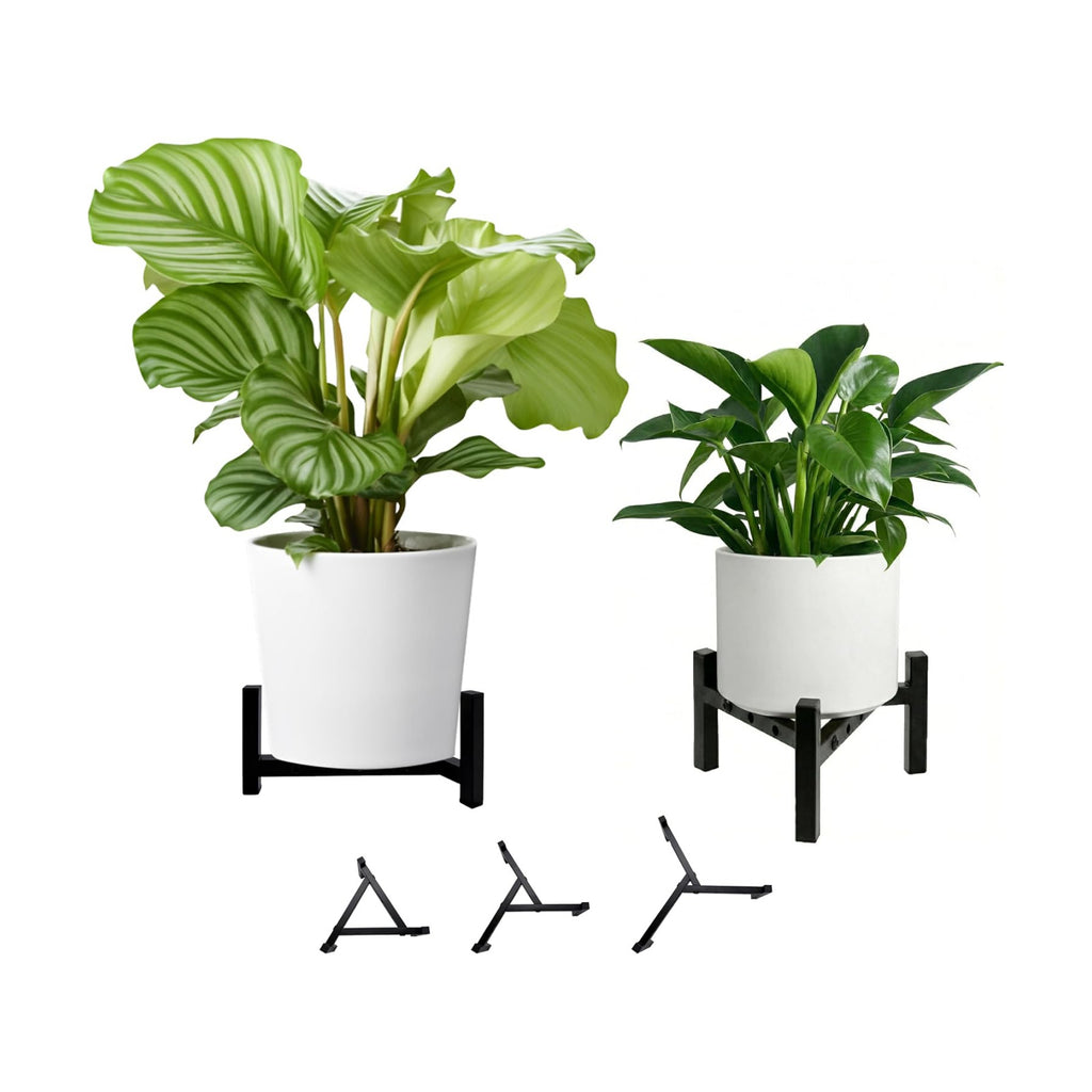 2-Pack Adjustable Plant Stand Indoor Outdoor, Black