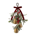 Tigeen 1 Pcs Christmas Mistletoe 3 Bells Bow Hanging Ornament, Wine Red