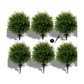 24.5'' Artificial Cedar Topiary Ball Trees, 6 Pack Fake Shrub Bushes