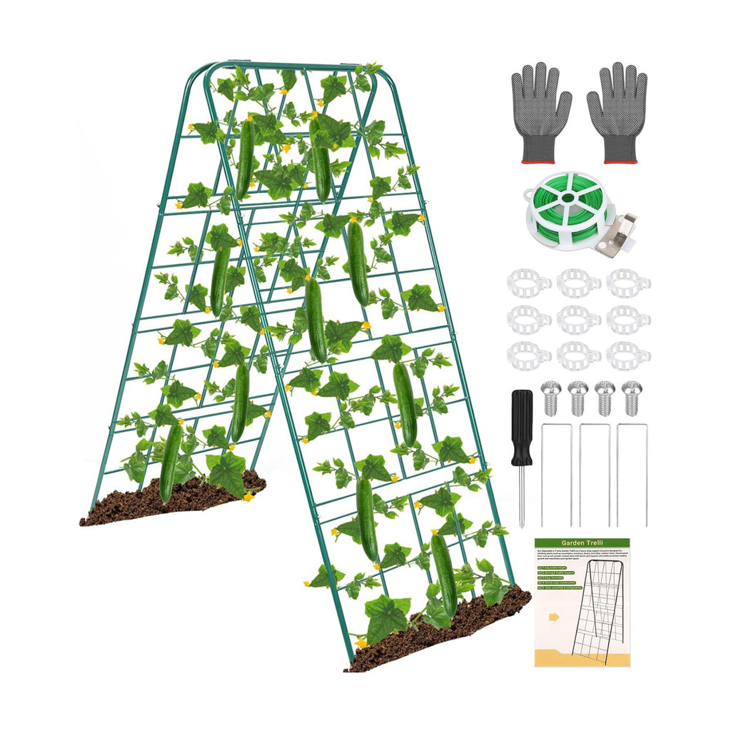Heavy Duty Metal 50"x17" Cucumber Trellis for Raised Bed, A Frame Garden Trellis for Climbing Plants Outdoor, Plant
