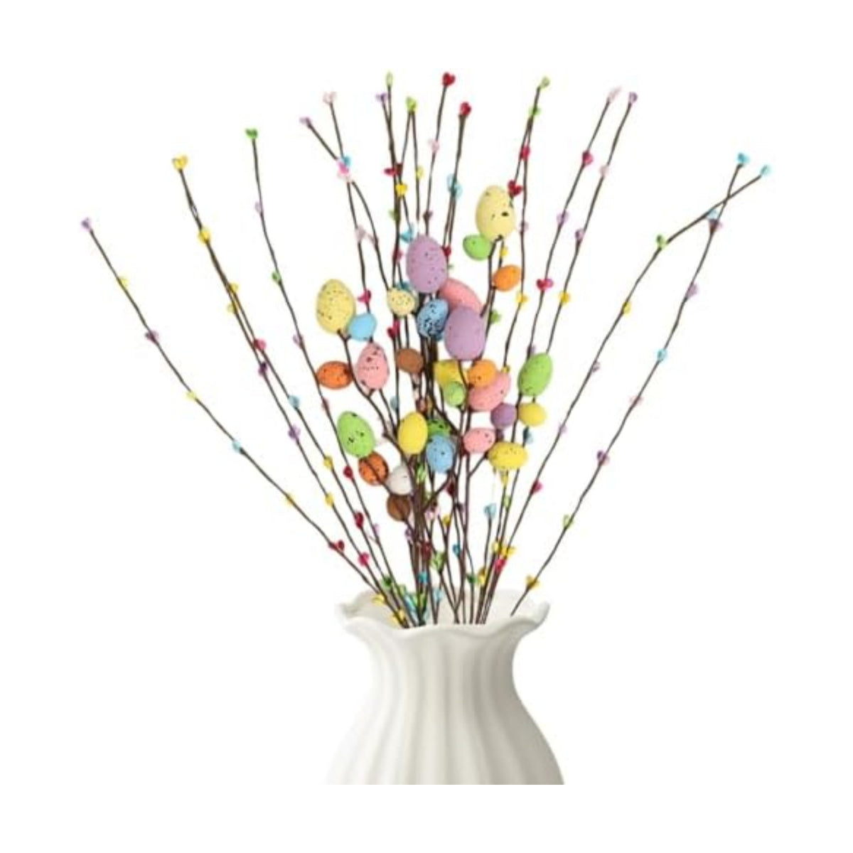 Puluole 26Pcs Easter Decorations for Home - Faux Vine with Berries and Easter Eggs Picks and Sprays Spring Floral Picks Vase Artificial Flowers Arrangements Centerpiece Easters Garland Decor