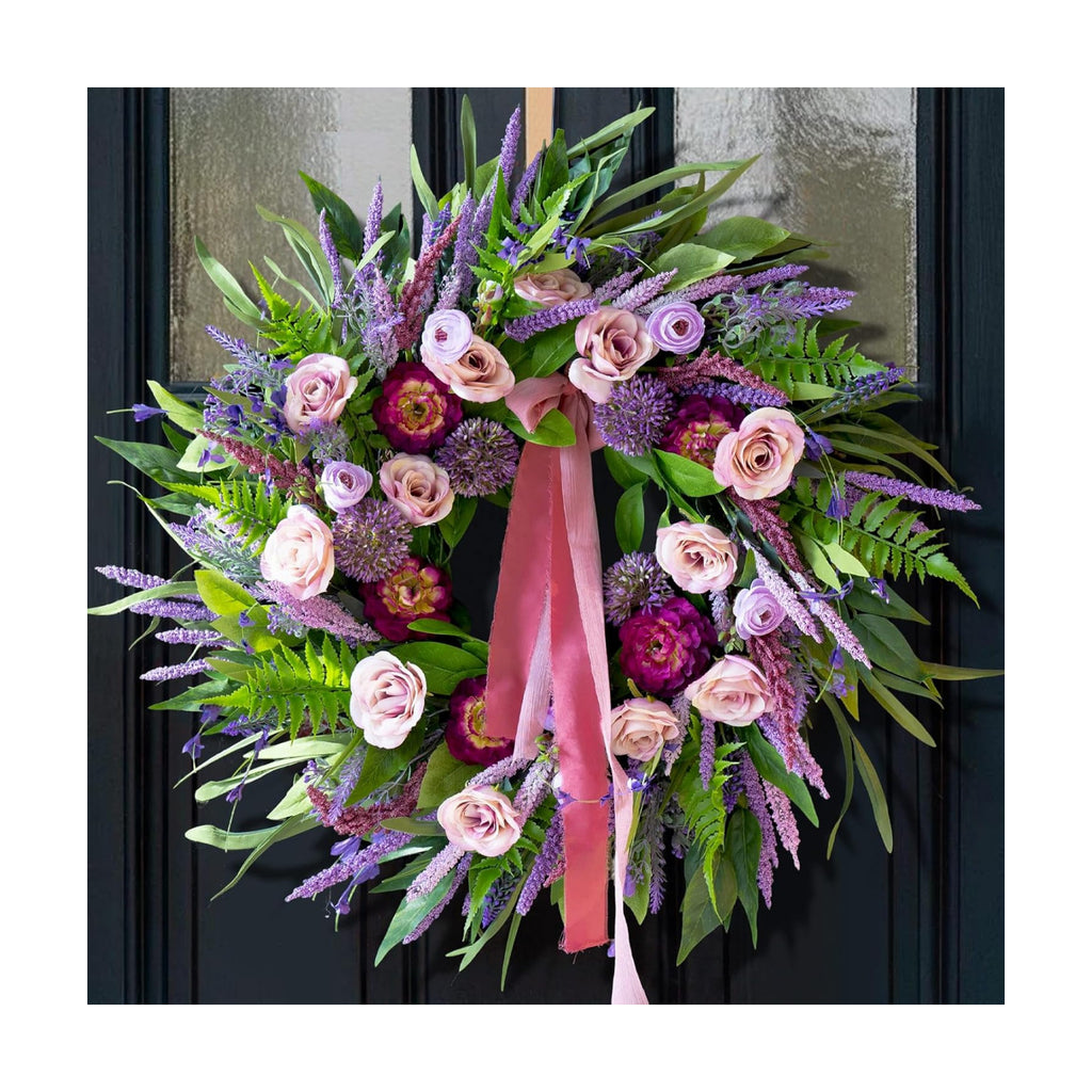 24 Inch Spring Summer Wreaths for Front Door Outside,Mantel,Porch&Entryway