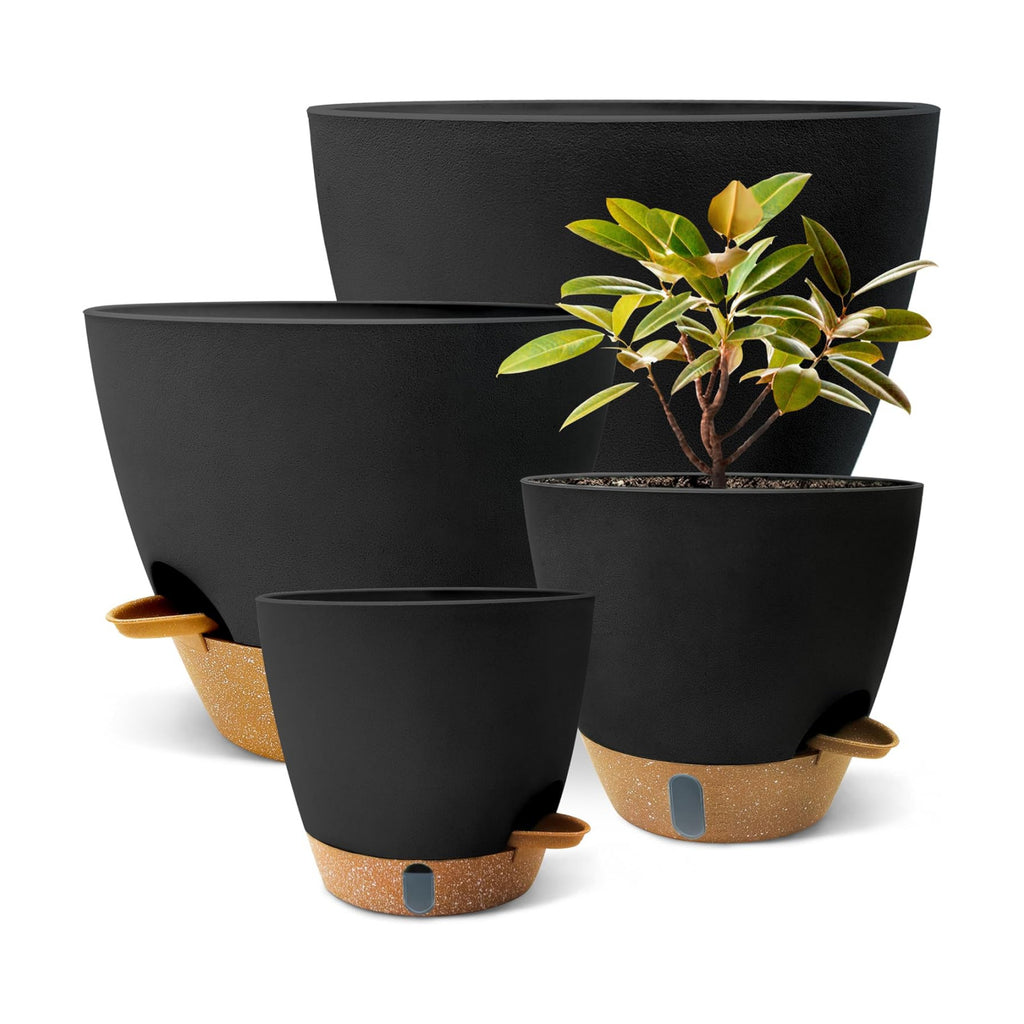 12"/10"/9"/8" Self Watering Pots with Visual Water Window,Extra Large Self Watering Plant Pots with Drainage Holes &