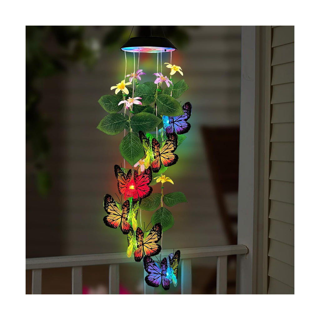 Solar Wind Chimes Outdoor,Colorful Butterfly & Color Changing LED Mobiles