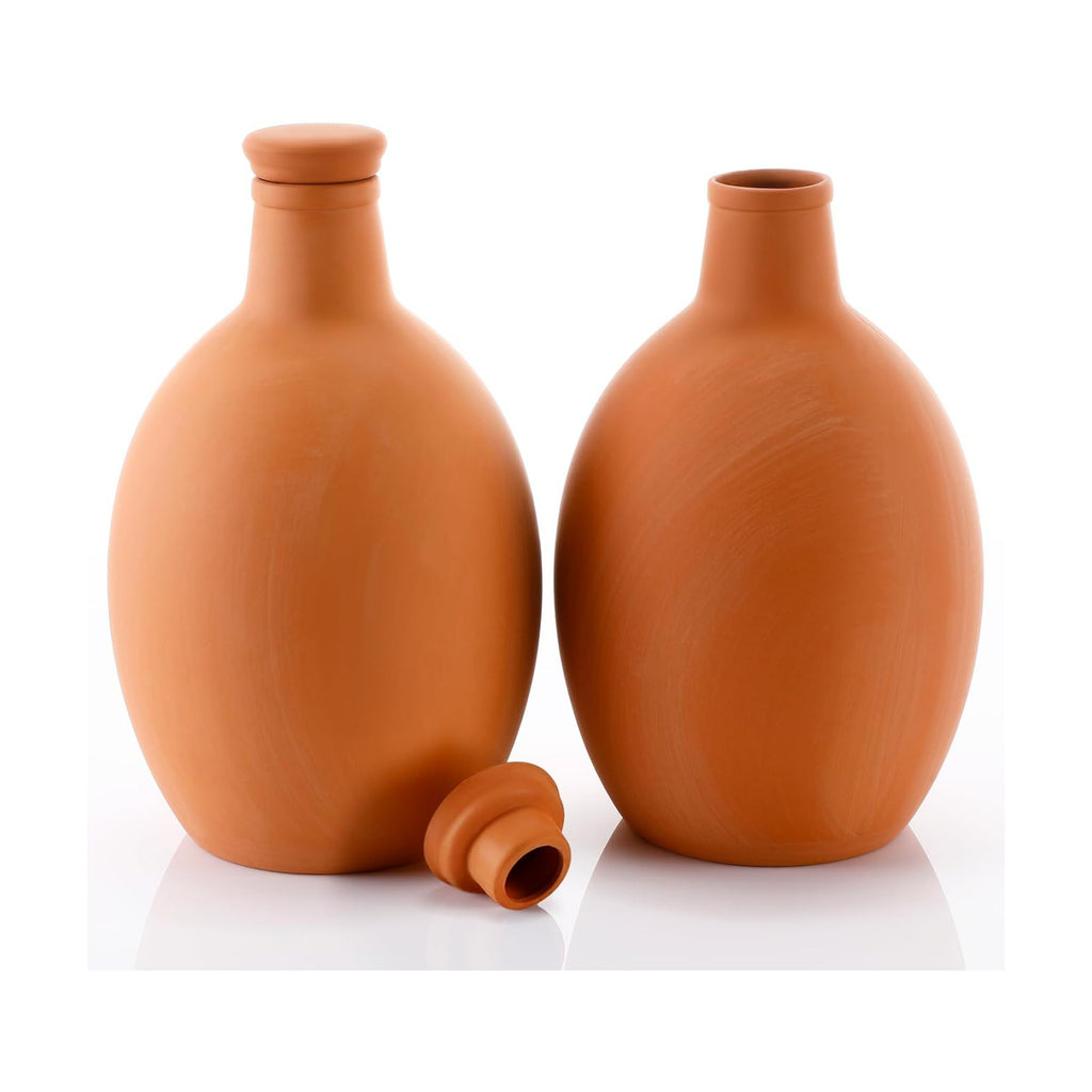 2 Pcs Large Terracotta Watering Pots 50 oz Ollas Self-Watering Pots Terracotta Watering Globes with Lid Plant