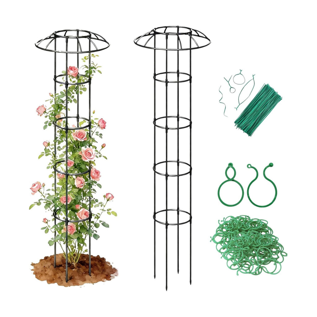 Garden Trellis for Climbing Plants Outdoor - Unique Umbrella Top Round Trellis for Indoor Potted Plant - 64" Tall