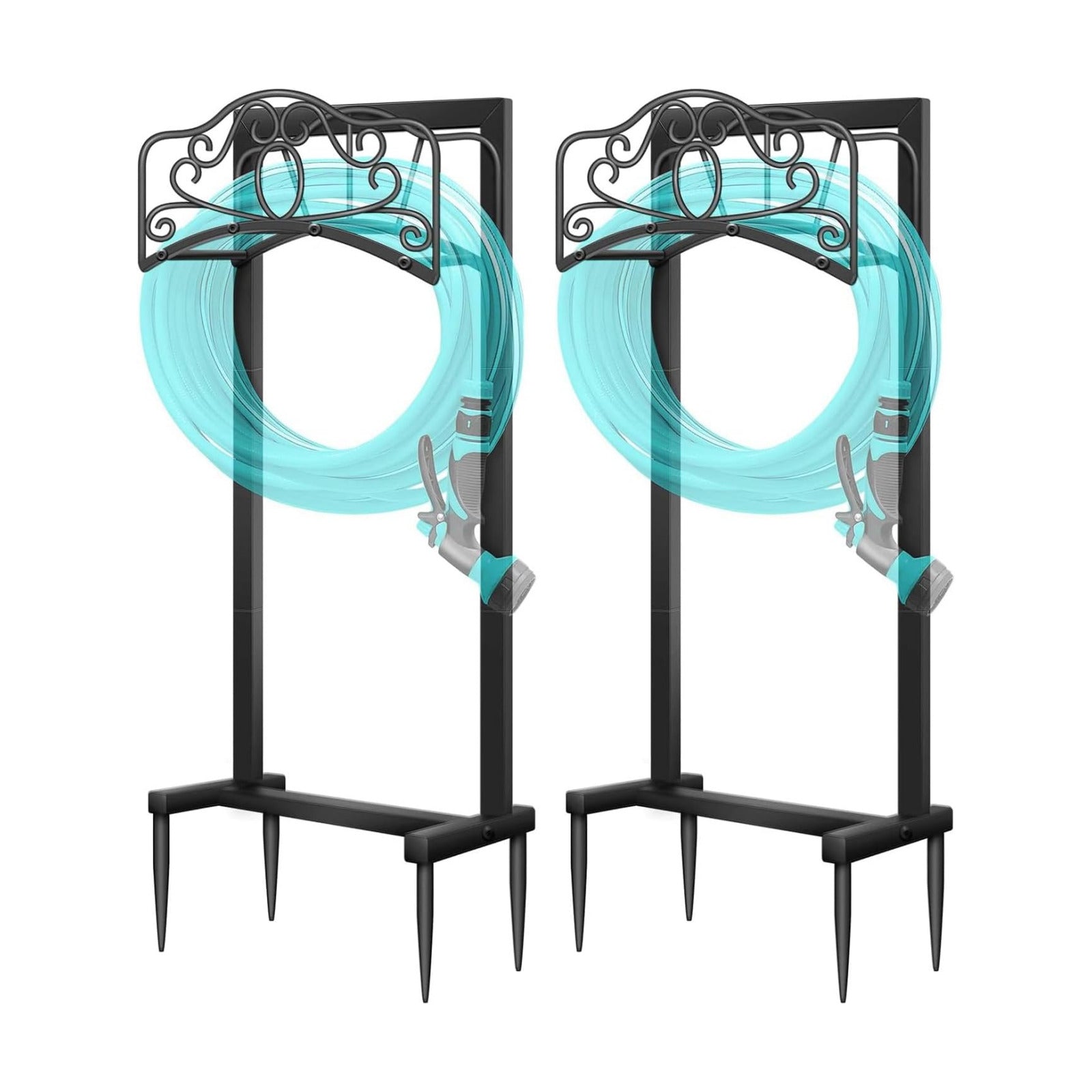 2 Pack Hose Holder,100ft Capacity Garden Hose Holder | Freestanding Water Hose Holder,Upgraded Garden Hose Reel With 4