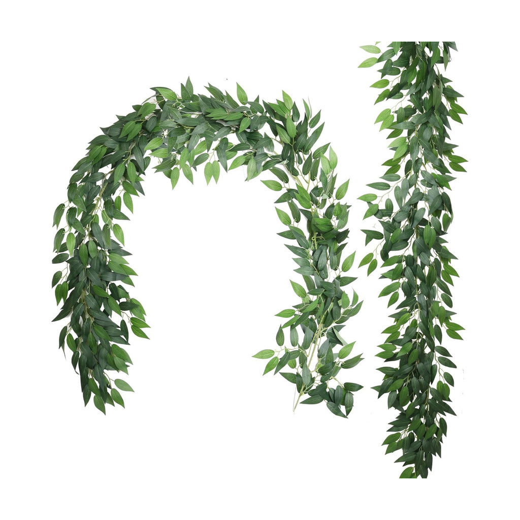 RECUTMS Artificial Silk Willow Leaves Vine 2Pc Italian Ruscus Garland 6.2FT