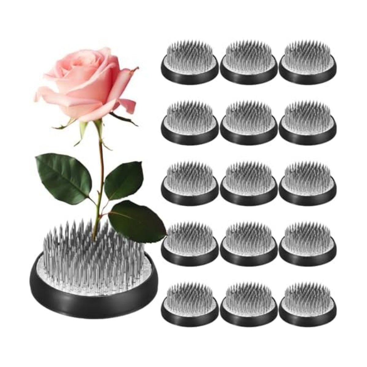 Sliner 16 Pcs Floral Frogs Round Flower Holder,Silver,1.81 Inch