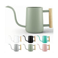 Metal Small Indoor Watering Can with Long Spout & Real Wood Handle, 35oz | Long Spout, Stainless Steel, Real Wood