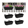 CADUKE Railing Planter Box 4 Pack Window Boxes Planter with Adjustable Brackets 16.9 Inches Deck Railing Hanging Flower