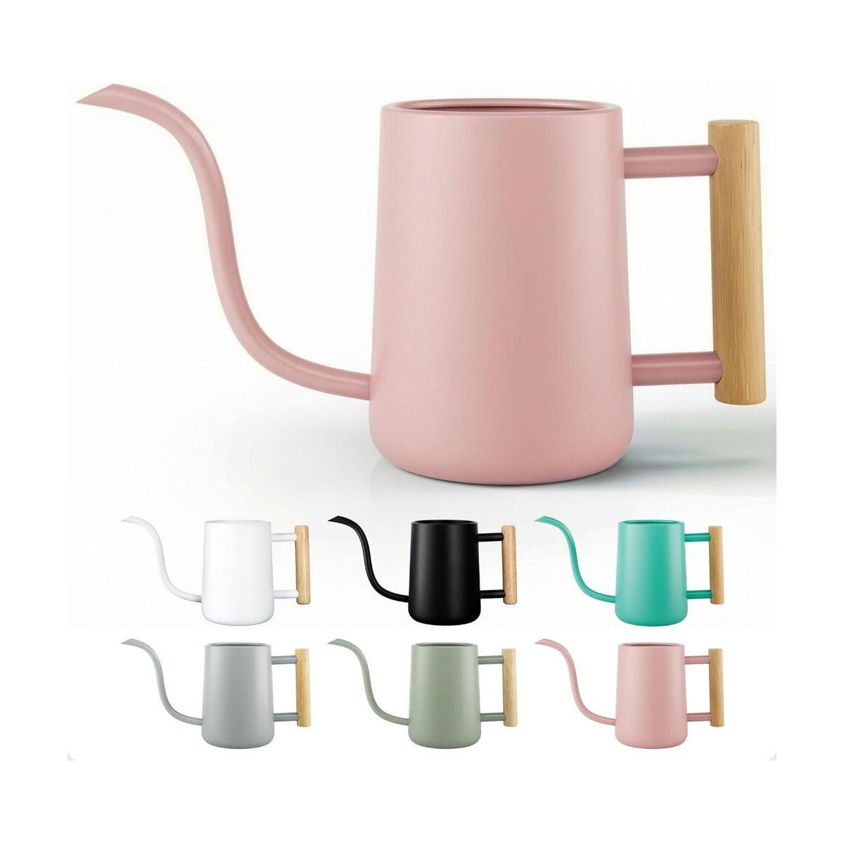 Metal Small Indoor Watering Can with Long Spout & Real Wood Handle, 35oz