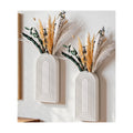 DREAMLOOM 2 Pack Wooden Wall Vases with Dried Pampas Grass and Eucalyptus Plants, Wall Hanging Planters Boho Modern
