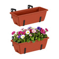 CADUKE Railing Planter Boxes Deck 2 Pack Railing Flower Box with Adjustable Bracket 17 Inch Window Boxes Rectangle