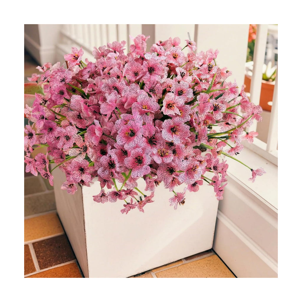 Geegoods 16 Bundles Pink Artificial Mums Flowers for Outdoors