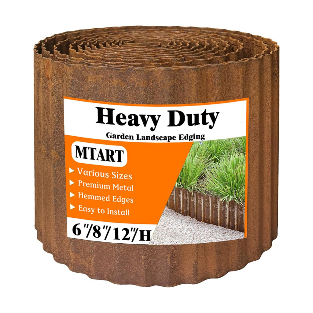 MTART Metal Garden Edging for Landscaping, Sturdy Corrugated Edging Border for DIY Flower Bed, Lawn and Landscape