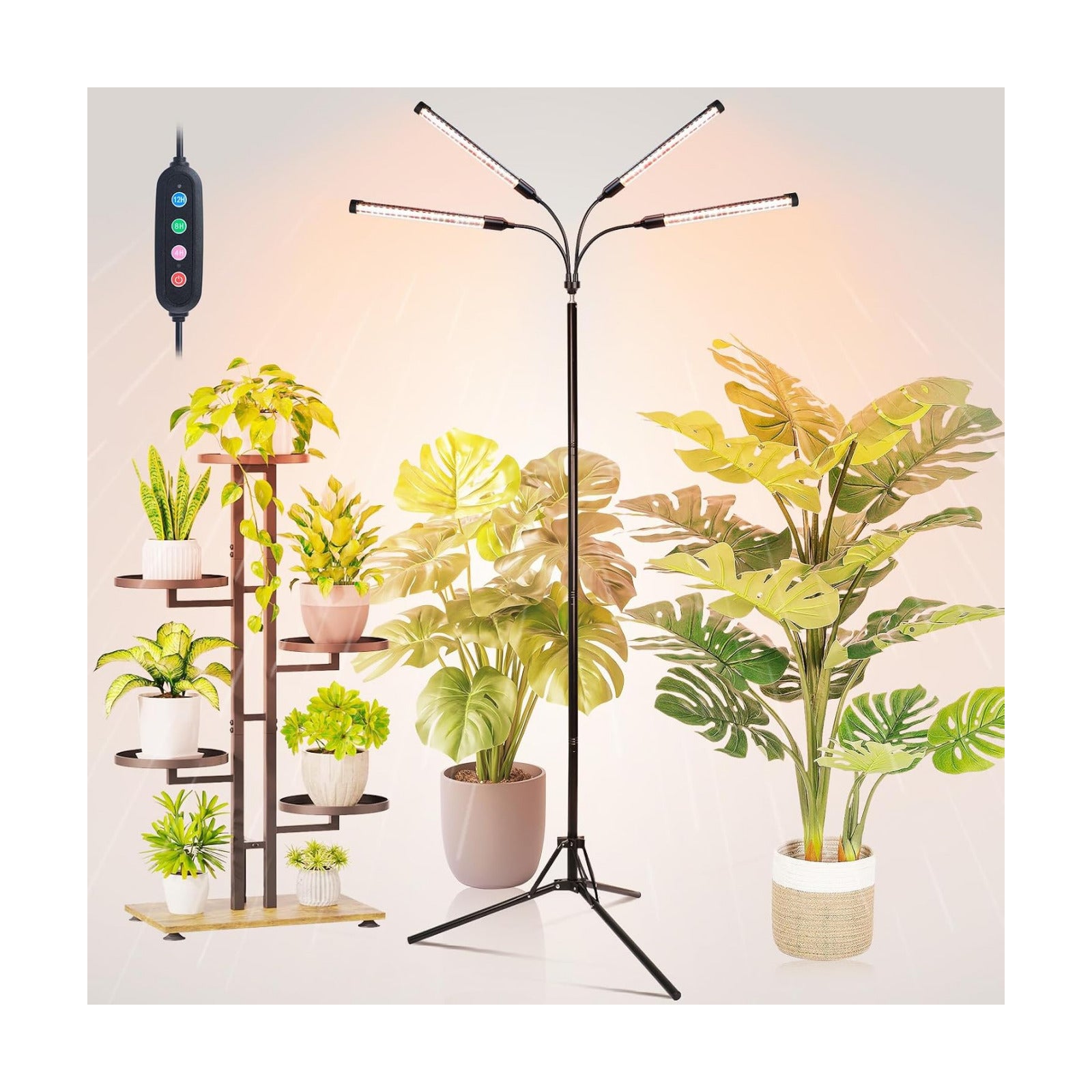 FECiDA Standing Grow Light with Upgrade Stand for Indoor Tall Plant, Bonsai | 36 Watt Power Draw, Super Bright, 5-Mode