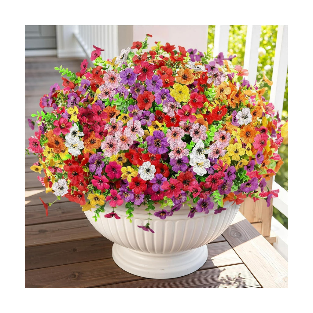 Artificial Outdoor Flowers, UV Resistant Waterproof Faux Plants, 20 Bundles