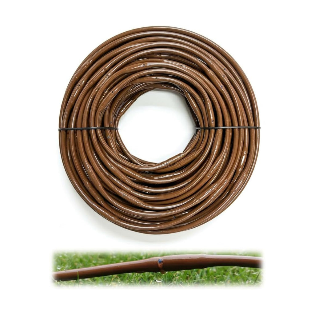 100FT 1/4" Irrigation Dripline Tubing with 6" Emitter Spacing for Gardens | Pre-Installed Emitters at Close Intervals