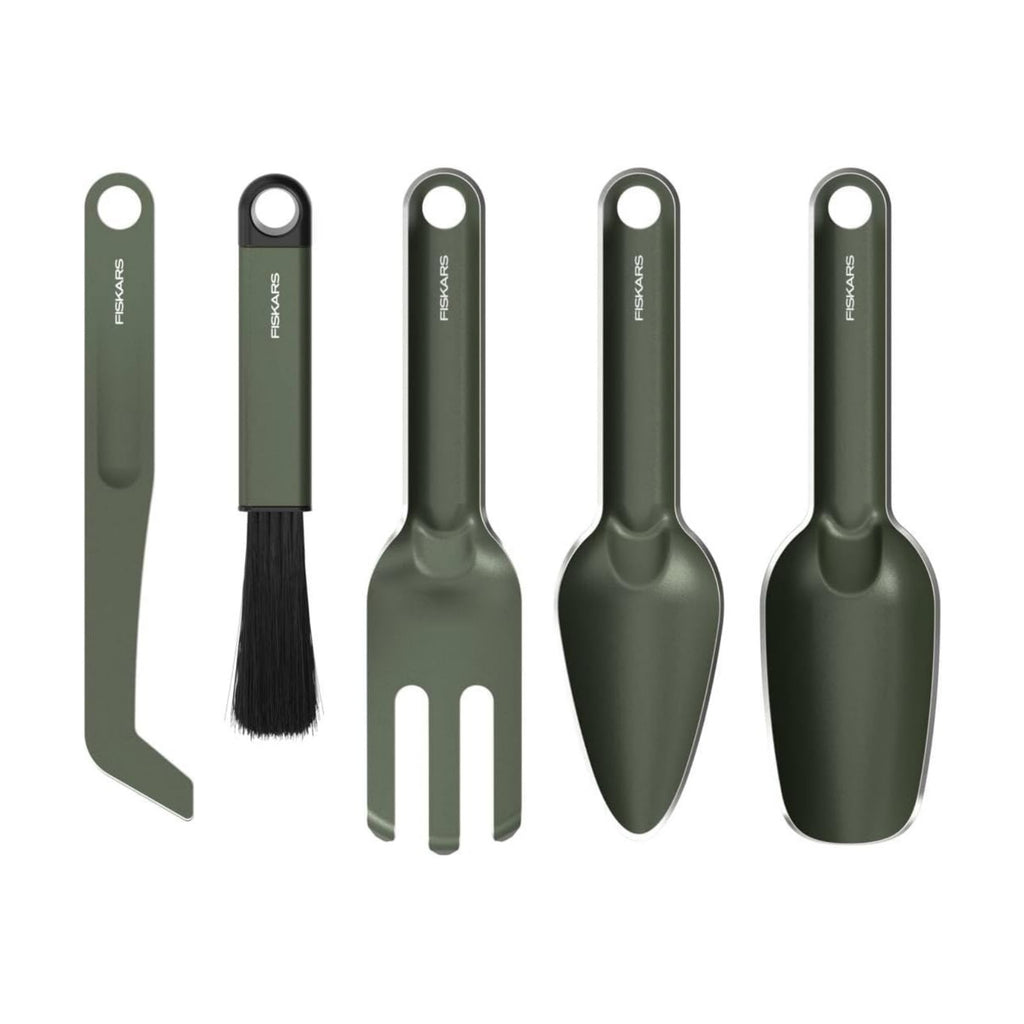 Fiskars Urban Plant Care Planting Tools Set, 5-Piece | All-in-One Kit for Indoor Plants, Space Saving Design, Stainless