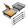 Set of 2 Metal Platform Bird Feeder Tray with 4 Fixed Elastic Rope for Outdoor,7 inch Deck Railing Bird Feeder Tray for Balcony, Backyard,Rust Resistant Design for Wild Birds or Squirrels, Square