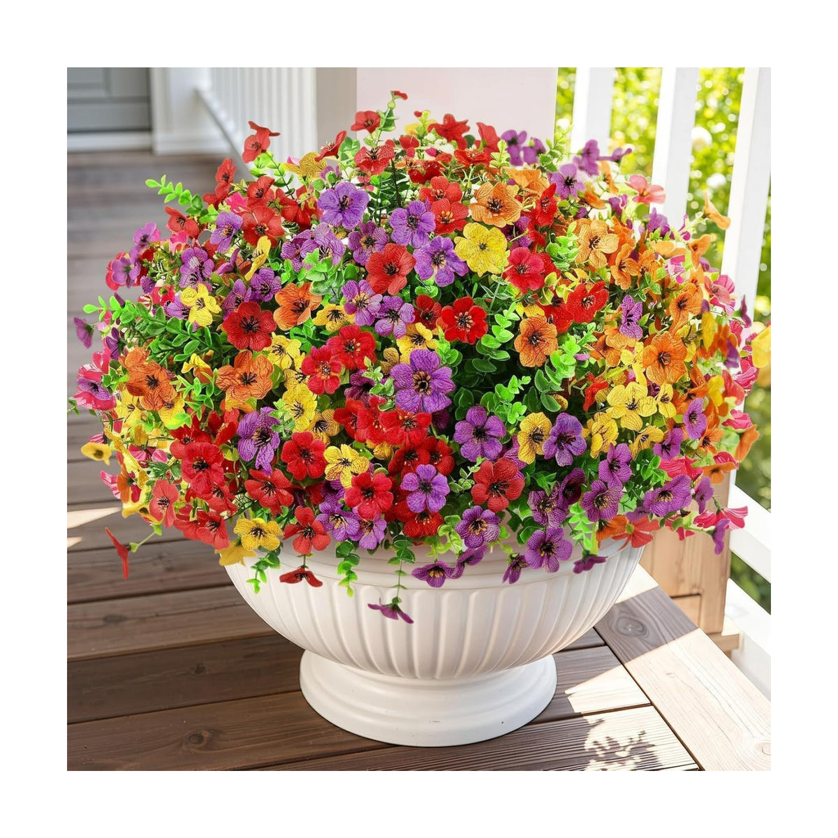Artificial Outdoor Flowers, UV Resistant Waterproof Faux Plants, 12 Bundles