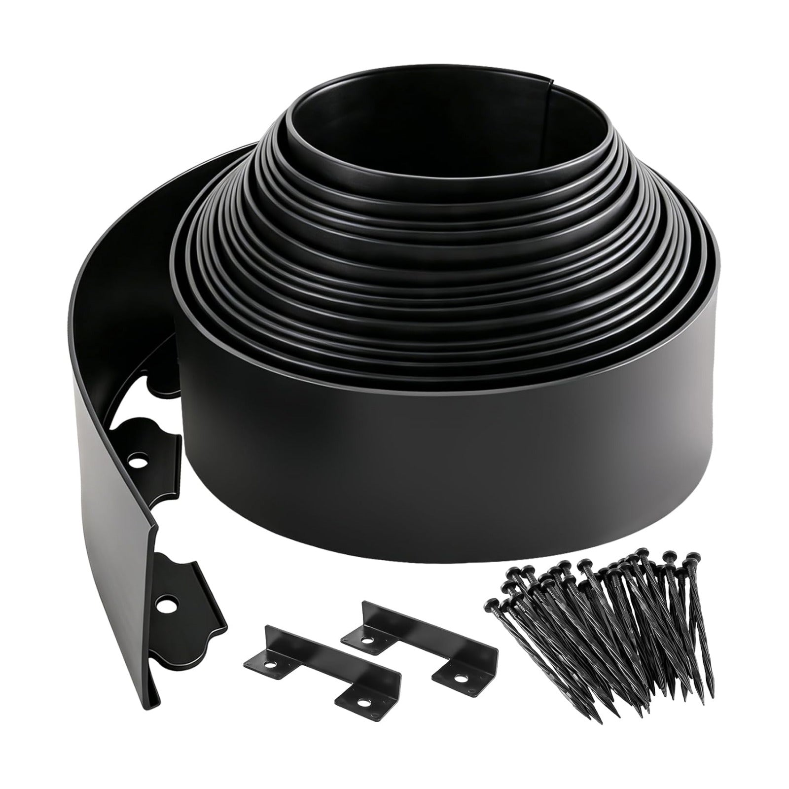 Landscape Edging Kit, 4 Inch Tall 33Ft No Dig Garden Edging Border with 50 Pcs Reinforced Spikes, Plastic Garden
