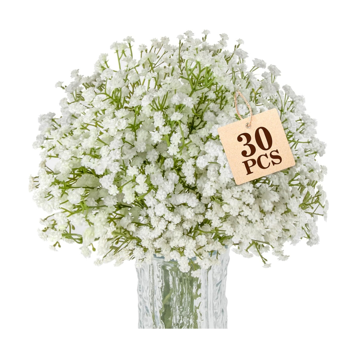 Sukh 30 Babys Breath Artificial Flowers - White Fake Gypsophila for Wedding