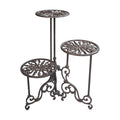 Cast Iron Plant Stand 3 Tier, 24in Tall Foldable Vintage Ornate Flower Pot Holder, Heavy Duty Tiered Plant Shelf Indoor